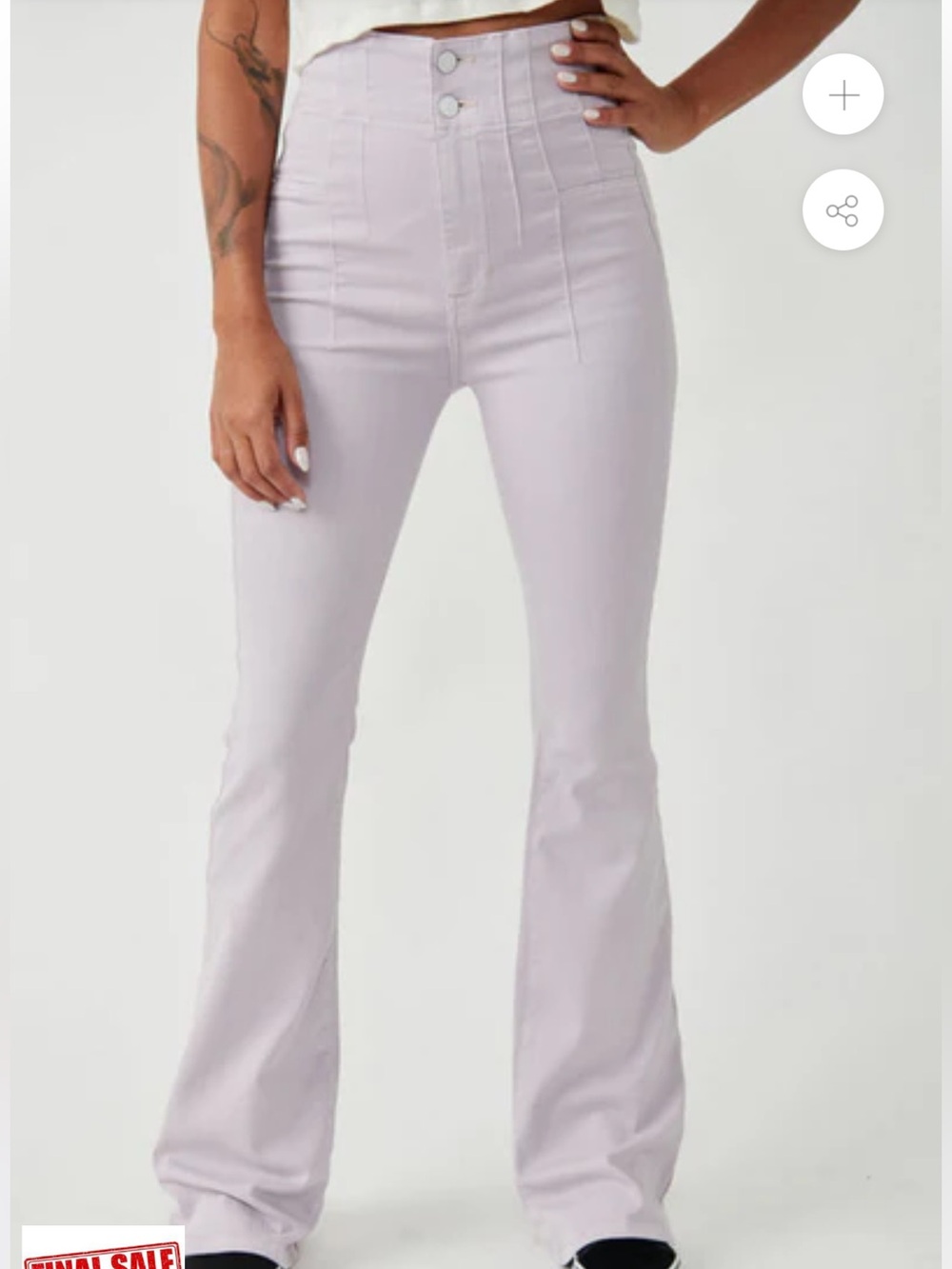 Free People Jayde High-Waist Flare Pants in Light Lavender